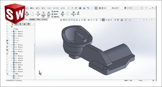 SolidWorksの機械部品作成画面